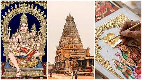 From embossed craftsmanship to lasting brilliance, real gold leaf gives Tanjore paintings their signature shine, spiritual depth, and timeless appeal
