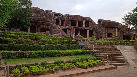 How is a rock-cut cave monument in Bhubaneswar linked to the Mahabharata?