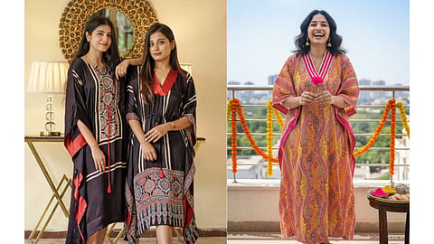 Bonita Edit Kahani Edit kaftans featuring minimal prints and sophisticated silhouettes