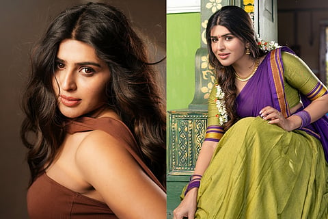 A collage of pics featuring Sharanya Shetty in different looks