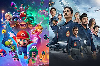 A collage of posters for films  The Super Mario Galaxy Movie and Operation Safed Sagar