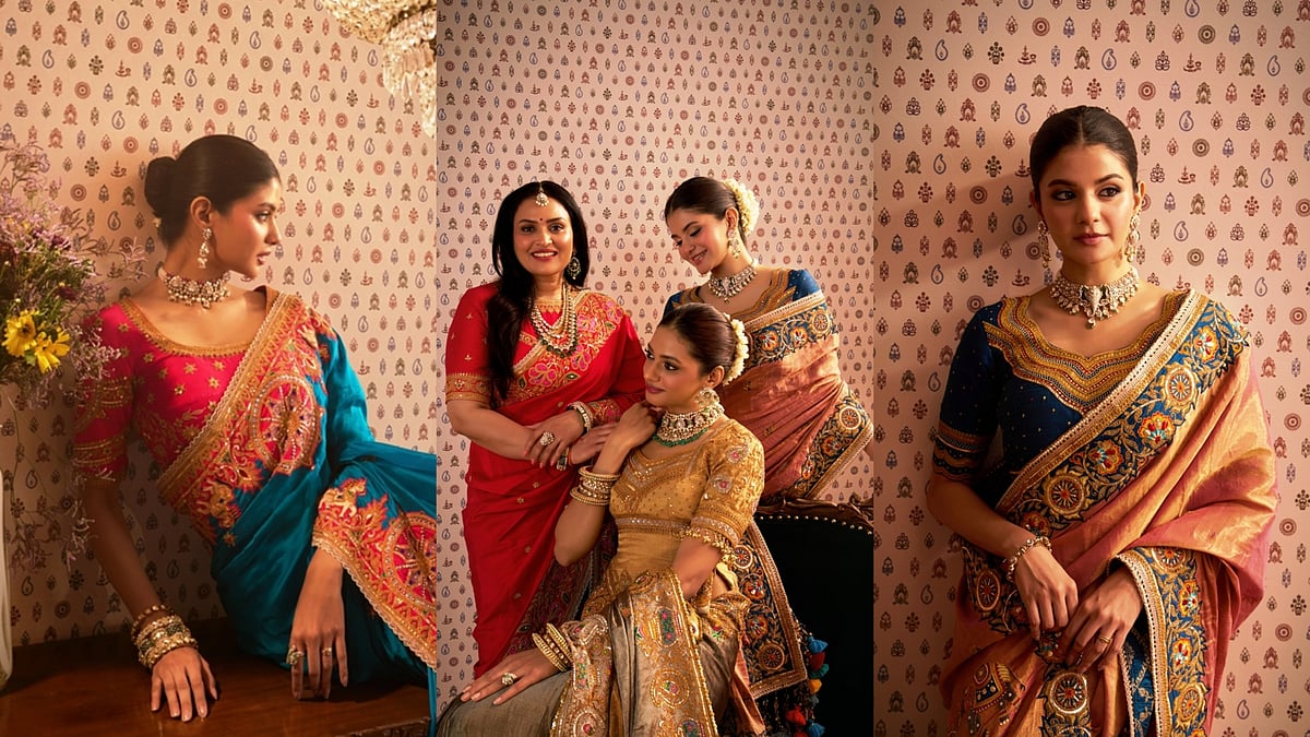 This Mumbai-based duo transforms temple carvings into grand, fluid silks!