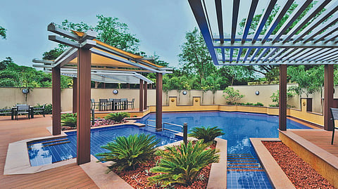 Outdoor pool at Courtyard by Marriott Madurai
