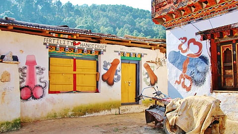 These brightly painted phallic symbols are a distinctive feature of Bhutanese folk and religious art.