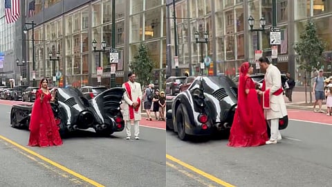 An unusual wedding carriage spotted at a Desi wedding in Philadelphia