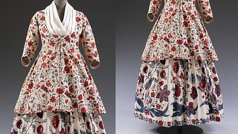 18th-century chintz dresses at London’s Victoria and Albert Museum.