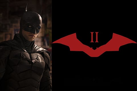 A collage of Robert Pattinson in The Batman; Logo for the upcoming The Batman: Part II