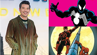 A collage of Spider-Man comic-book frames and a profile image of Destin Daniel Cretton 