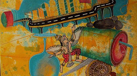 The exhibition featuring artists Isha Valentine and Vidya Venkatappa — explores these ideas through works that use nature, memory & mythology