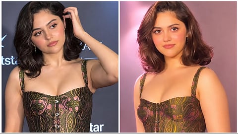 Aneet Padda trades her girl-next-door style for a striking chocolate brown corset and jacquard trousers 