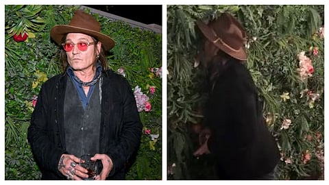 Johnny Depp bites into decorative plant during Las Vegas party appearance