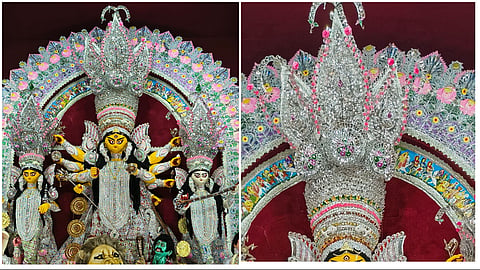 Rajkumar Kar of Nadia spends nearly two months crafting the elaborate crown 