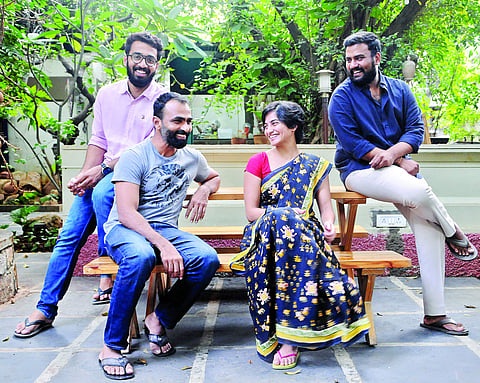 Vishnu Reddy and Deepti Pallapolu flanked by Suraj Reddy  (L) and Mahadev Krishna (R)