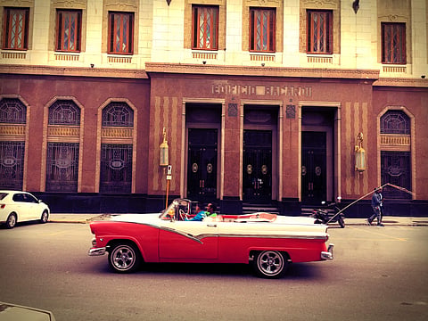 Havana is lined with 1950s-era cars and Spanish-colonial architecture