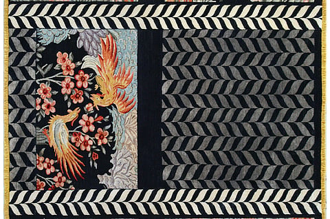 Qalamkari designs on fine rugs by designer JJ Valaya