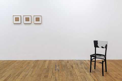 Exhibition view: Mona Hatoum, courtesy Galerie Chantal Crousel, Paris. Mona's art reflects on world conflicts, migrations and surveillance. Photo: Florian Kleinefenn.