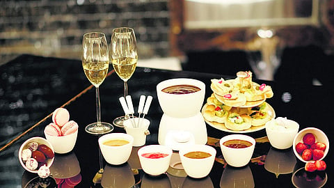 Chocolate fondue selection with all the fittings