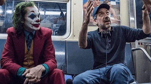 Joaquin with Todd Phillips on the sets of Joker