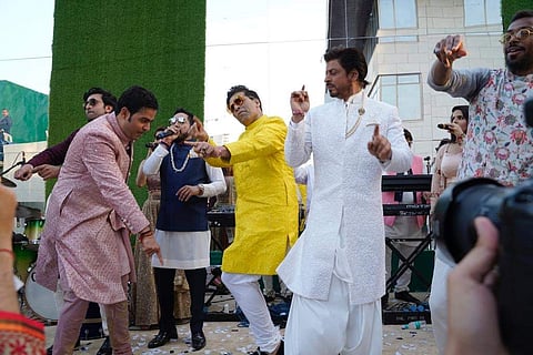 Guests dancing at Akash-Shloka's wedding