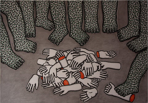 The Defeated Palm's, charcoal & soft pastel on paper (2013)