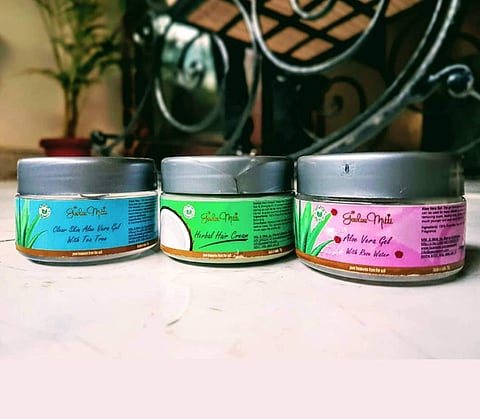 Geelee Mitti's line of herbal hair and skin creams