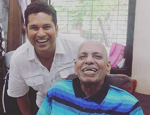 Sachin Tendulkar along with his childhood coach Late Ramakant Achrekar
