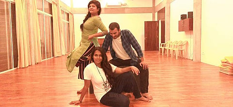During a break from rehearsals of Binder