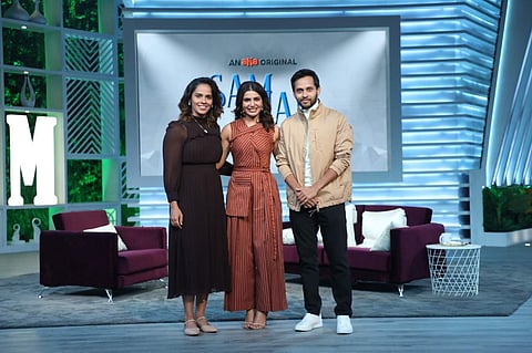Samantha, Sania, and Kashyap on the sets of SamJam