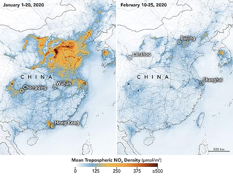 A handout photo by Nasa and Earth Observatory of China (AFP PHOTO/NASA/Earth Observatory/Joshua Stevens)