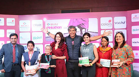 Milind at the launch of the fourth edition of Pinkathon