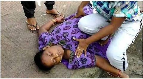 Visakhapatnam: A woman frothing at her mouth lays unconscious after the gas leakage at the LG Polymers unit located at RR Venkatapuram near Gopalapatnam in Visakhapatnam, Andhra Pradesh