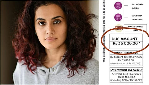 Taapsee Pannu took to Twitter to call out the electricity provider for the ‘insane rise’ in the bill. 
