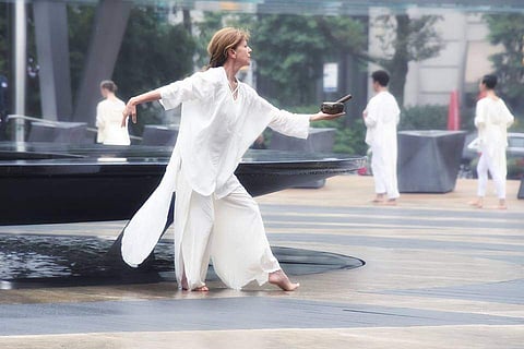 Virginie Mecene in Table of Silence Project 9/11 (Photo by Russell Hayden)