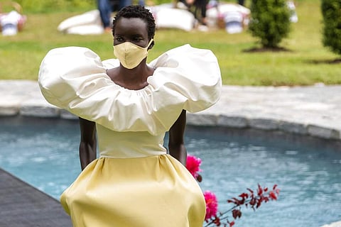 The Christian Siriano collection is modeled at Christian's home as part of New York Fashion Week