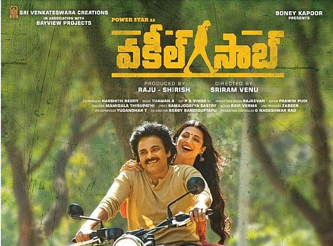 Pawan Kalyan and Shruti Hassan in Vakeel Saab poster