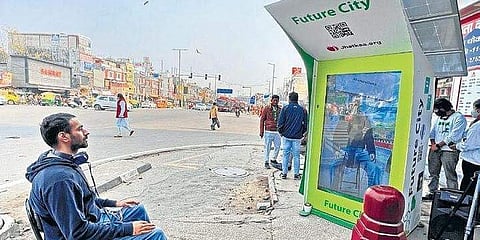 A person using the Future City installation