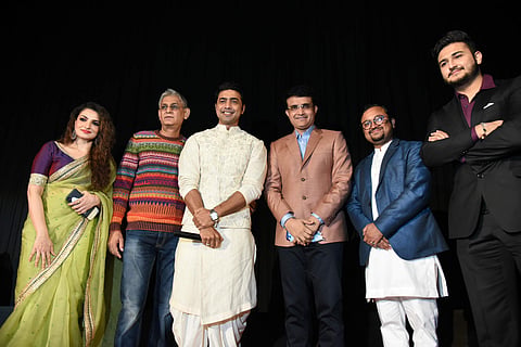 The cast of Tonic pose with special guest, Sourav Ganguly