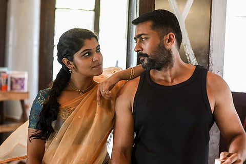 A still from Soorarai Pottru starring Suriya and Aparna Balamurali