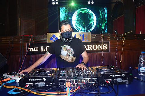 DJ Tuhin Mehta behind the console