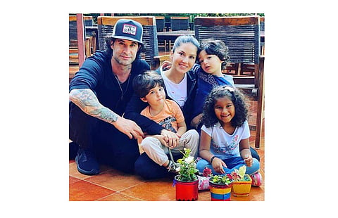 Sunny Leone flanked by Daniel Weber and their children, Image Courtesy: Her Instagram