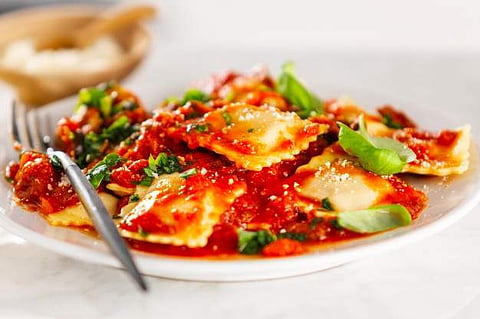 Cream Cheese Basil Ravioli Pasta