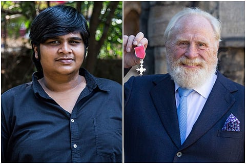 Director Karthik Subbaraj (right) and Game of Thrones actor James Cosmo (right)