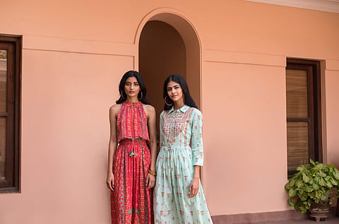 Two printed dresses from the Vintage Soiree collection