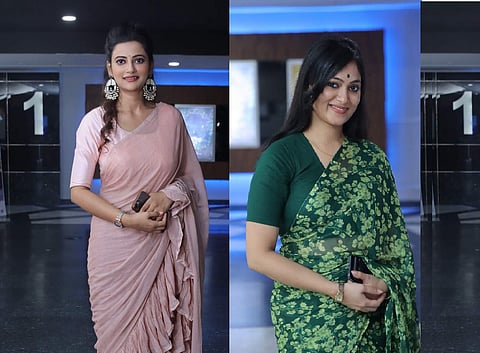 Ushasi and Basabdatta marked their presence at the premiere of Torulatar Bhoot, with grace