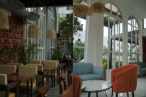 Outdoor and indoor seating at Zen Bowls