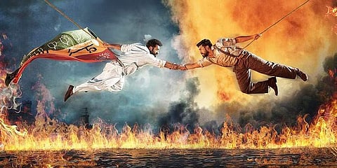 Poster of RRR featuring Jr NTR and Ram Charan