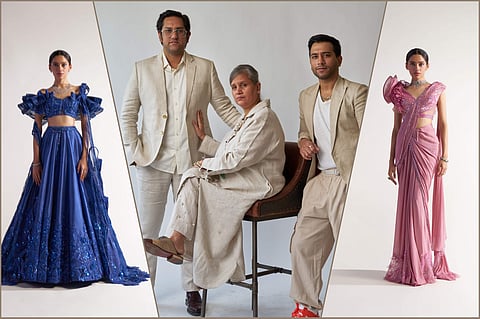 Sulakshana Monga with her sons; dresses from the edit