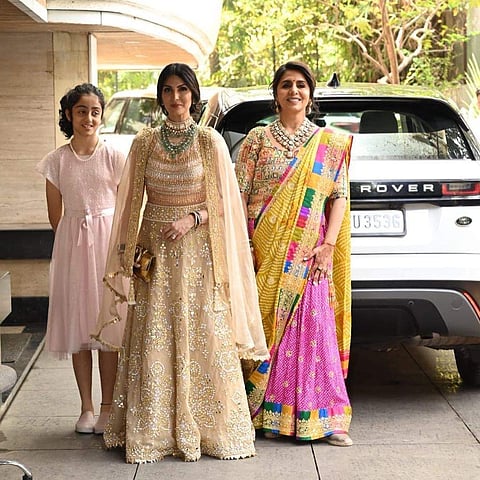 Neetu Kapoor and Riddhima Kapoor Sahni arrive for Ranbir—Alia's wedding ceremony