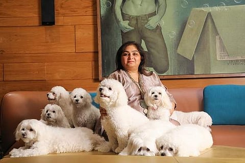 Sheetal Bangur with her Maltese dogs