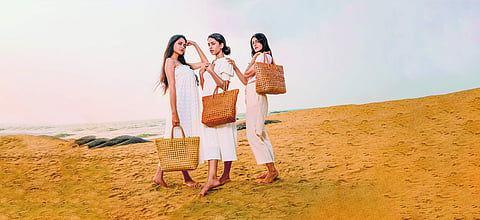 Woven leather totes from VEEV